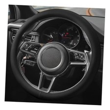 Leather Steering Wheel Cover for Men Women with Real Leather Pure Black