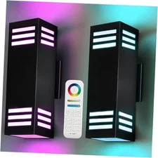  Up and Down Lights Outdoor Wall Sconce, 1200LM LED Black-Smart RGB-Style 2