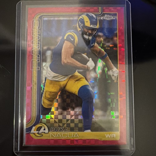 Puka Nacua: 2025 Topps Chrome Football -Pink X-Fractor -Rams #166
