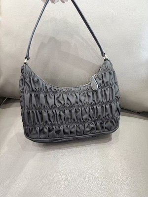 PRADA Hobo Tessuto Nylon Gaufré w/ Saffiano Leather Ruched Mini