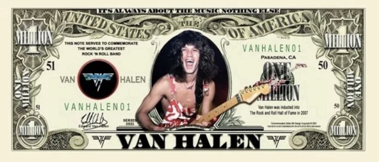 ✅ Pack of 5 Van Halen Rock Music 1 Million Dollars Collectible Novelty Money ✅