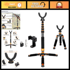 Aluminum Hunting Monopod 21"-67" Adjustable Shooting Tripod with 360 V Yoke Hea