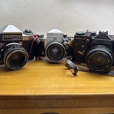 Job Lot 3 X SLR Cameras Praktica Super TL, Zenit EM,  Film Props Dresden, Zeiss