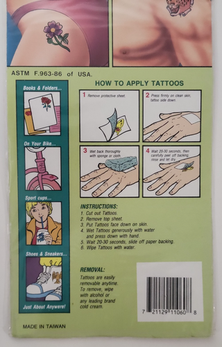 Temporary Tattoos VTG Taiwan NEW Tiger Lion Fish Bird Seal Butterfly Waterproof - Picture 10 of 10