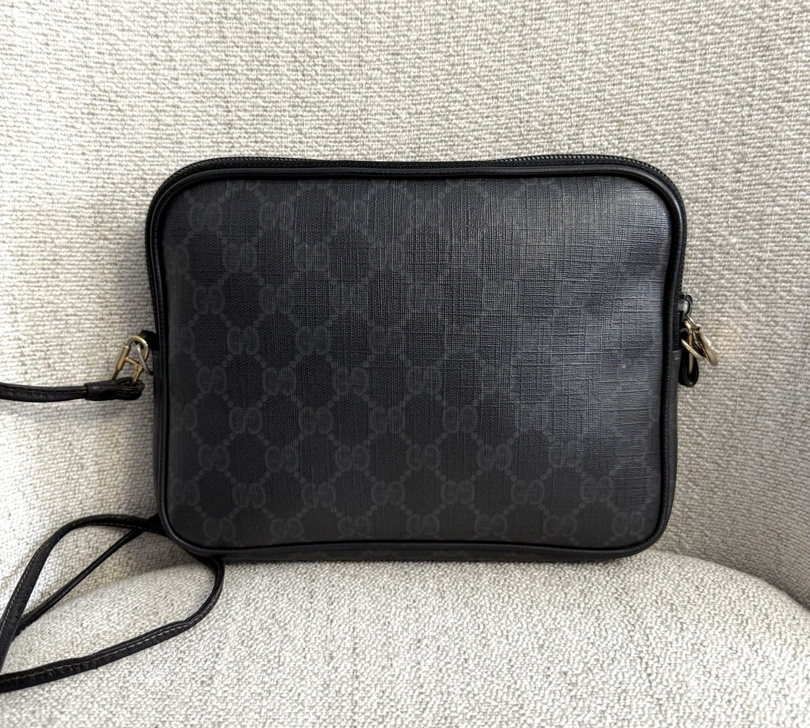 GUCCI Authentic Black Monogram Canvas Crossbody B… - image 7