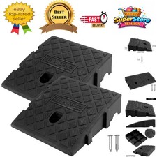 2PCS Plastic Curb Ramps - Anti-Slip and Durable for Wheelchairs & Scooters