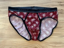 Vintage Mens Brief Size Large 2xist Christmas ringer