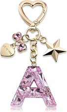Butterfly Celestial Initial Letter White Bag Charm Keychain for Purse Handbag