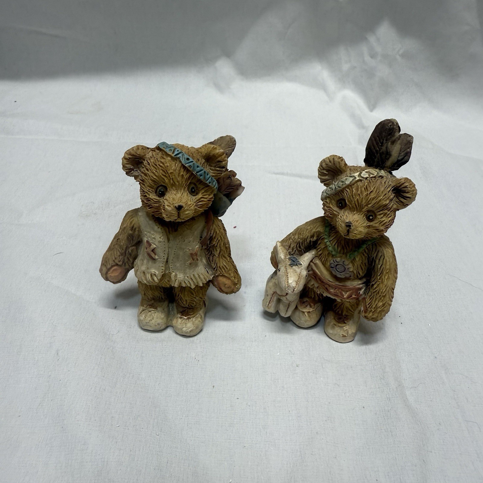 K's Collection Native American-themed bear figurines Set Of 2 Vintage