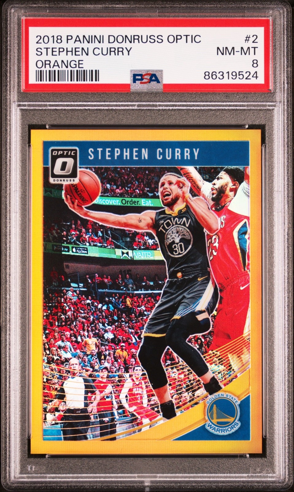 2018 Panini Donruss Optic Stephen Curry #2 Orange Prizm /199 PSA 8