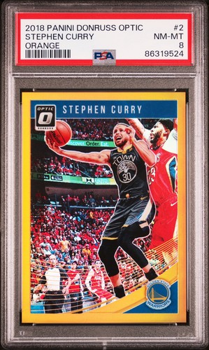 2018 Panini Donruss Optic Stephen Curry #2 Orange Prizm /199 PSA 8