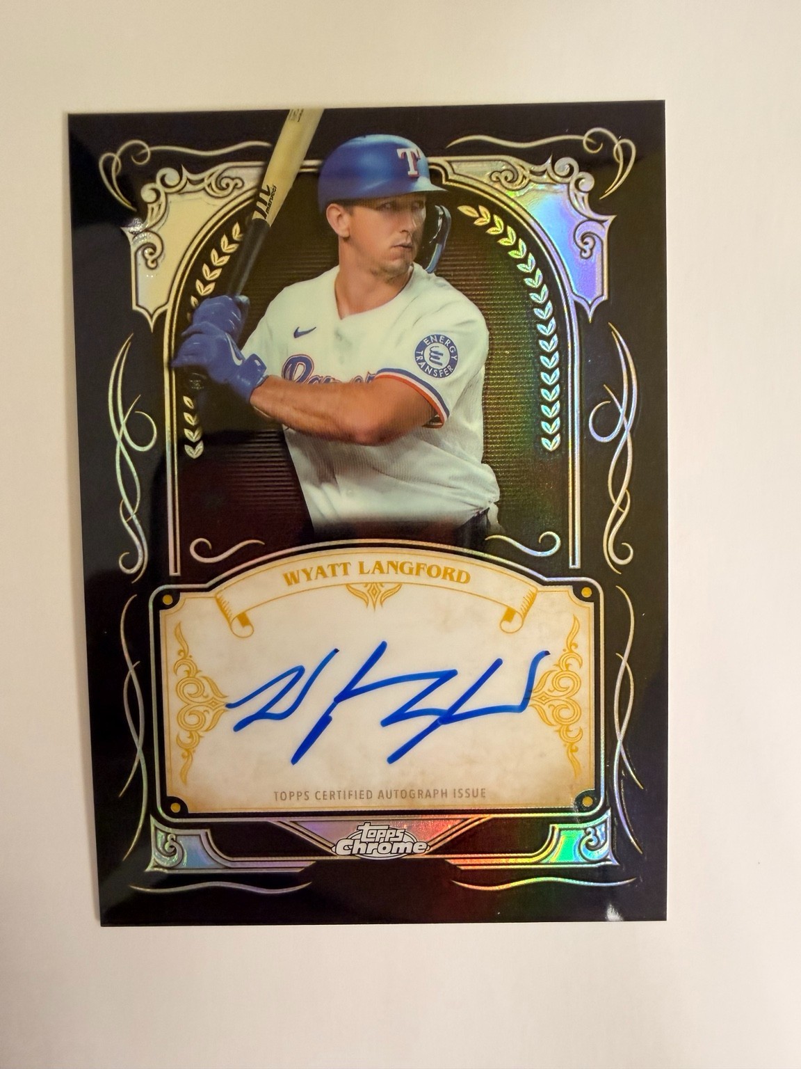 WYATT LANGFORD 2026 TOPPS CHROME #IS-WL INK STROKES ON CARD AUTO SP RANGERS