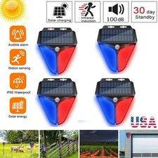 4Pcs Solar Alarm LED Light Solar Strobe Light Wireless Motion Sensor Detector