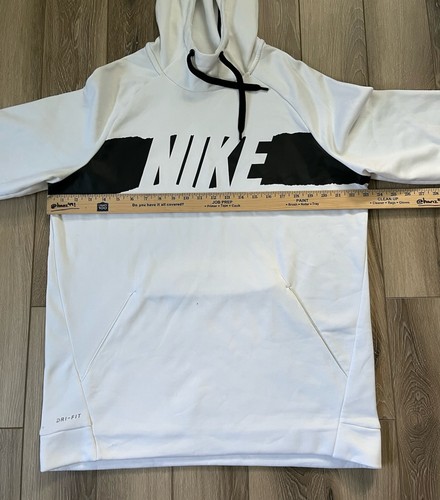 Nike Dri-Fit Pullover Finto Collo Felpa con Cappuccio Bianco Spell Out Uomo Taglia L - Foto 11 di 11