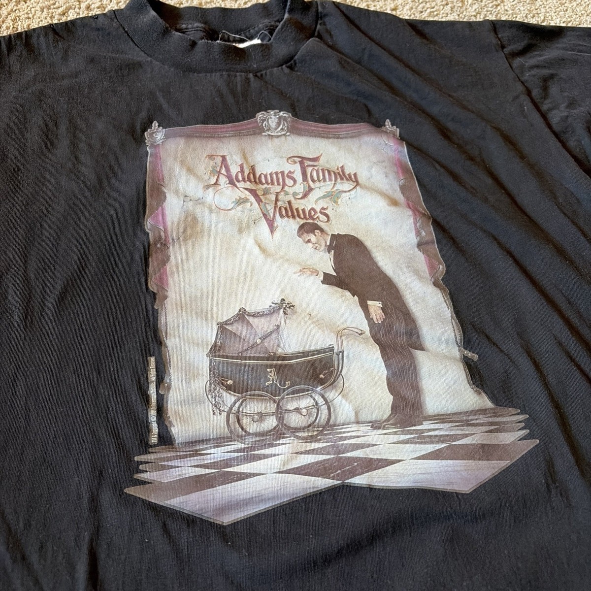 Vintage Addams Family Values T-Shirt Size L Black Unique Shoreline