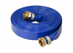 Abbott Rubber 1147-1000-25 Reinforced Blue Pvc Lay Flat 1-Inch By 25-Feet Water Discharge Hose With 1-Inch Threaded Couplings (708289420501)