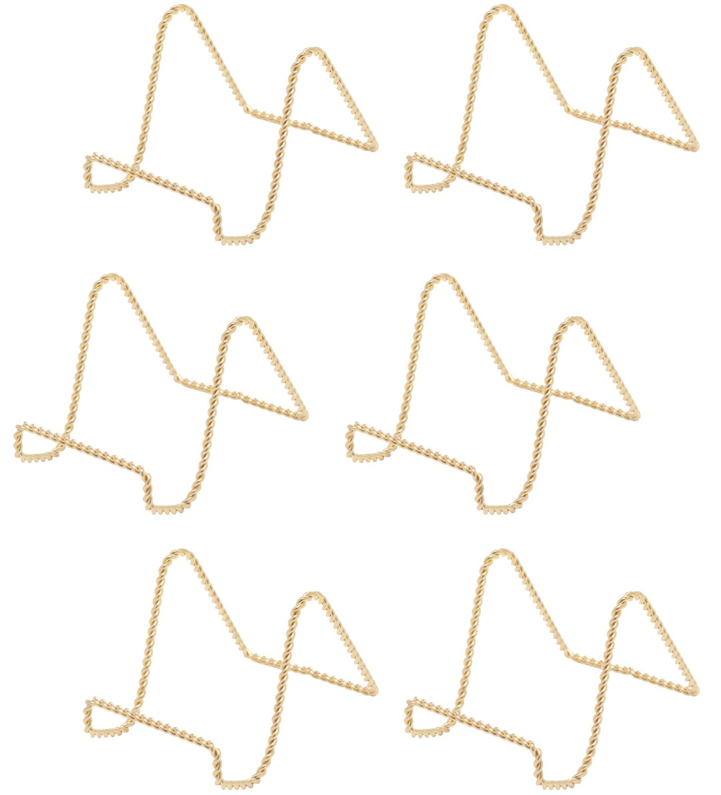 Brass Twisted Wire Easels - 3 Inch Gold Plate Stands for Display | 6 Pack