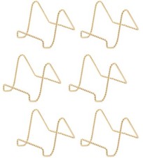 Brass Twisted Wire Easels - 3 Inch Gold Plate Stands for Display | 6 Pack