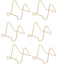 Brass Twisted Wire Easels - 3 Inch Gold Plate Stands for Display | 6 Pack