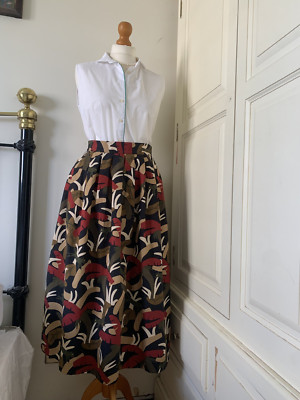 Toast A Line Multicoloured Cotton Skirt UK12