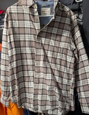 Original Weatherproof Vintage Men's Flannel Medium Brown/Cream Lg