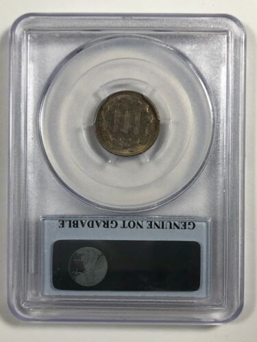 1866 3 Cent Nickel. .03. 3CN. PCGS Unc. Details Cool Toning. - Picture 4 of 5