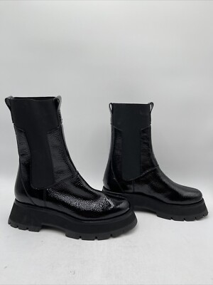 Women s 3.1 Phillip Lim Kate Patent Lug-Sole Chelsea Boots Black Size 40.5