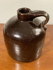 Antique Brown Glaze Stoneware Primitive Beehive Whiskey Jug Nice!