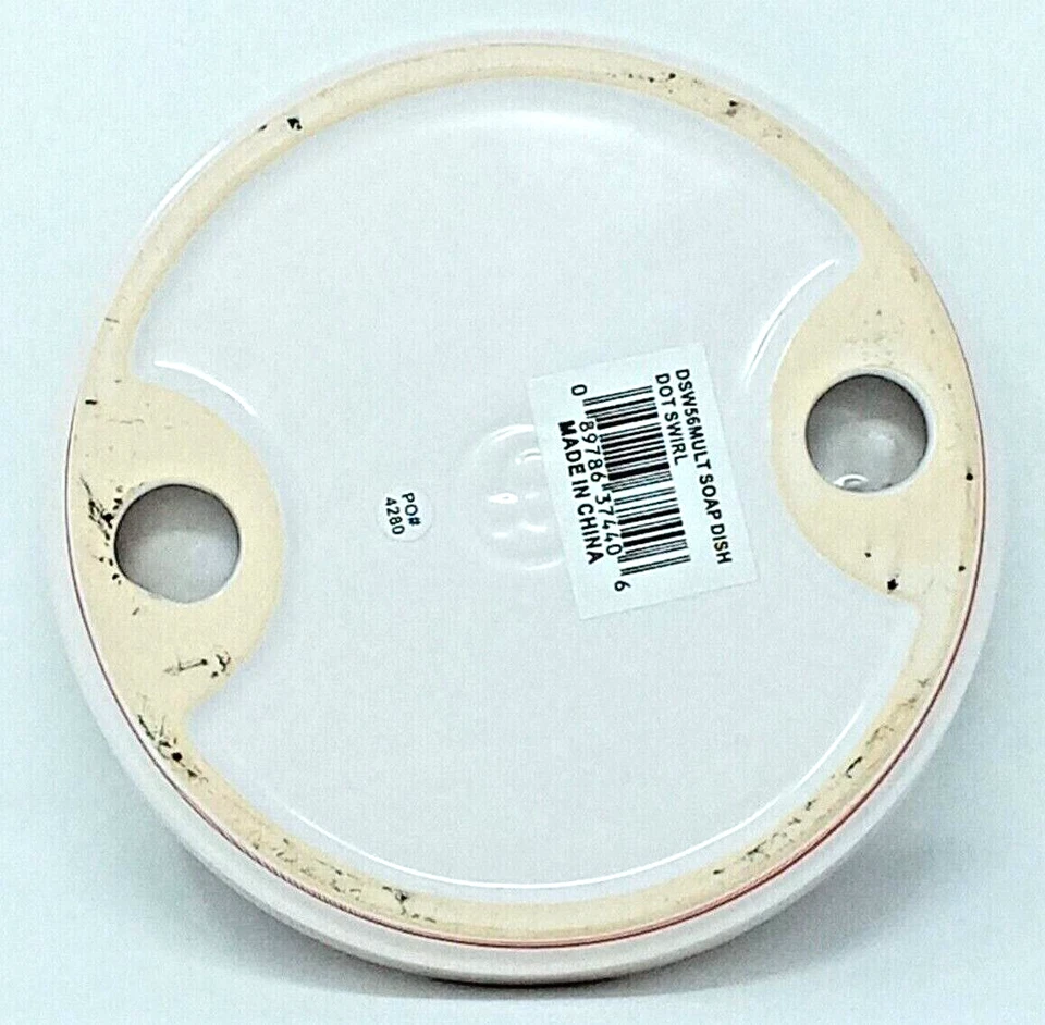 Jabonera de cerámica Creative Bath Products patrón de remolino de puntos blanco naranja marrón  Foto 2 de 4