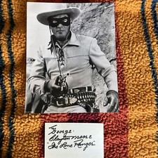 Clayton Moore the Lone Ranger 8 x 10 photo and signed card in person