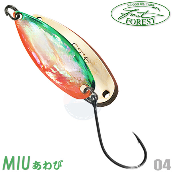 Forest MIU NATIVE ABALONE (AWABI) 8 g 44 mm Native Trout Spoon Assorted Colors Forest MIU NATIVE ABALONE (AWABI) 8 g 44 mm Native Trout Spoon Assorted Colors