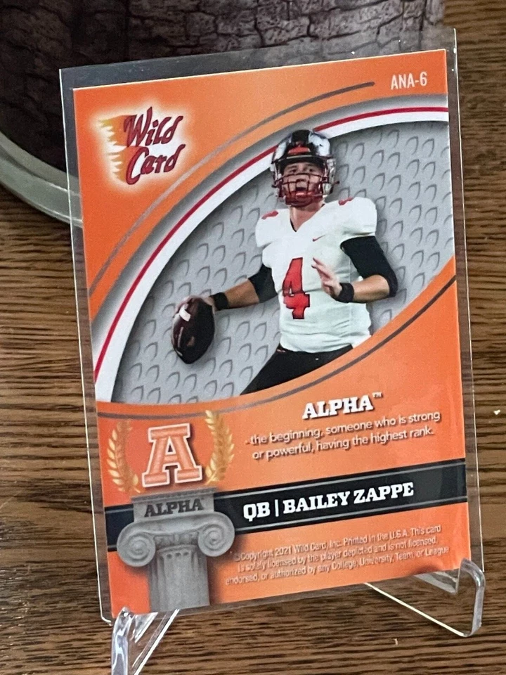 Bailey Zappe 2022 Wild Card #ANA-6 Alpha Copper 30/99-Rookie RC-Patriots - Image 2 of 2