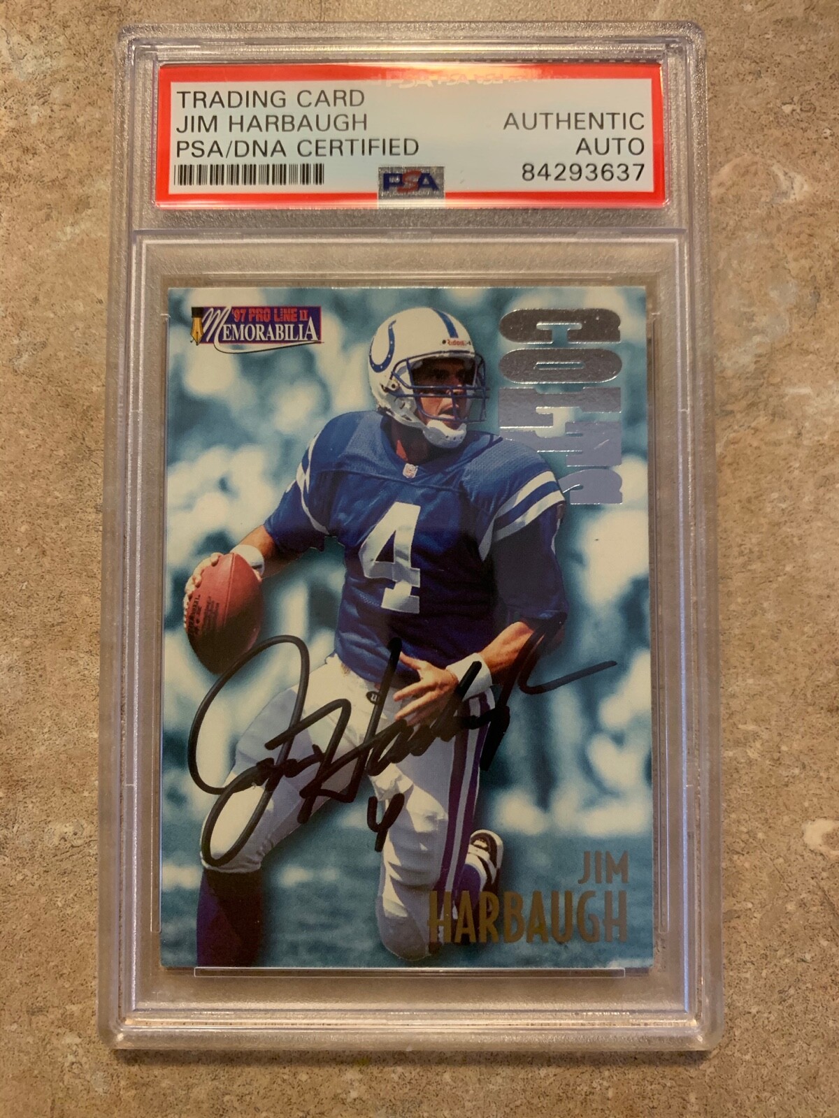 Jim Harbaugh Autographed Signed 1997 Pro Line Memorabilia Card PSA Certified & Slabbed 