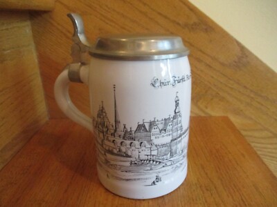 Beer Stein Germany Koln? Cologne? pottery metal hinged lid *shipping included!*