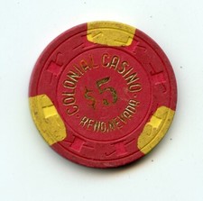 5.00 Chip from the Colonial Casino Reno Nevada H&C