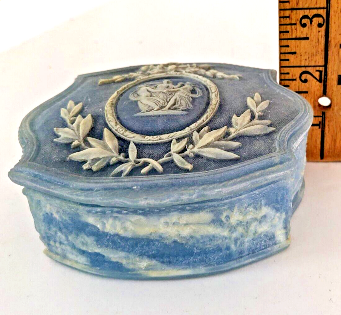 Incolay Stone Jewelry Box ジュエリーボックス Vintage Incolay Stone Composite Jewelry Box With Tray Cherub