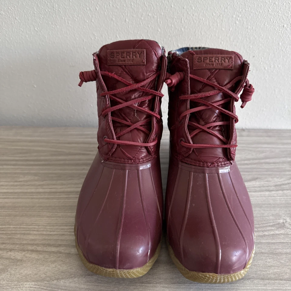 Botas Sperry Mujer 9 Agua Salada Lluvia Pato Edredón Cordobés Informal STS85530 Granate Foto 3 de 4