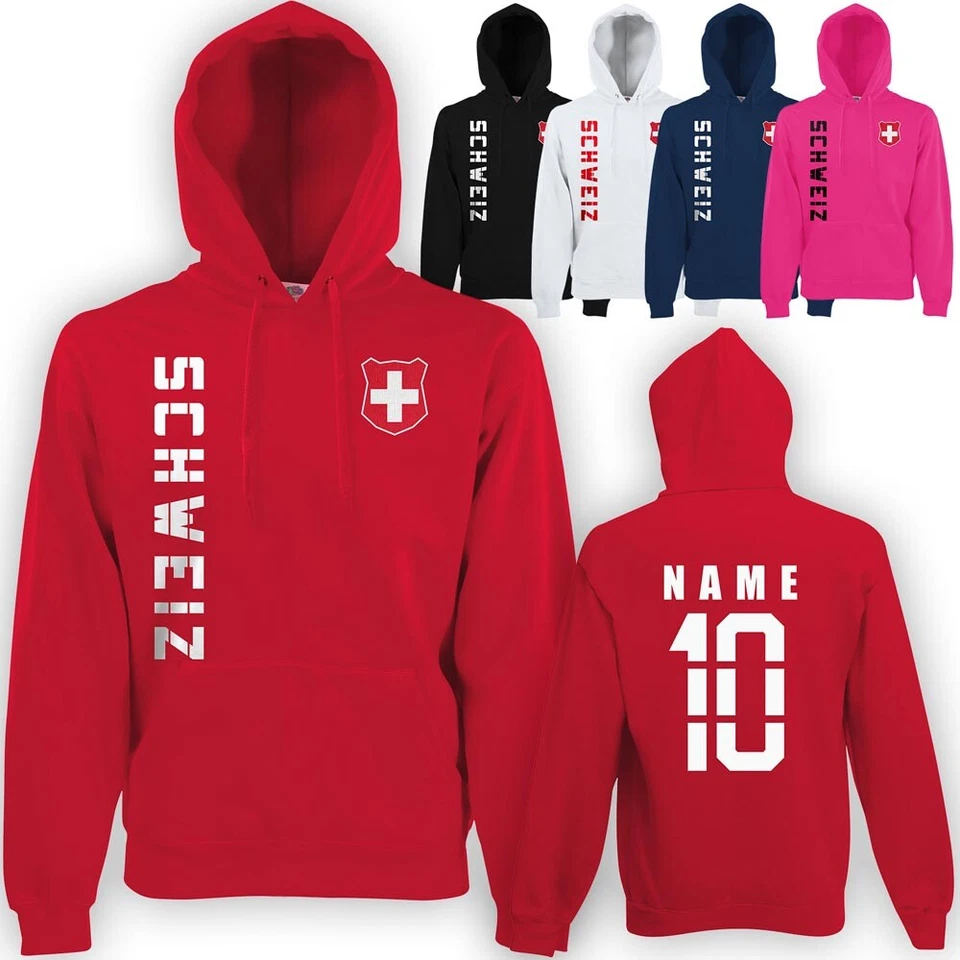 Schweiz Hoodie Wunschname Nummer Kapuzenpullover EM-2021 Hoody - Bild 1 von 1