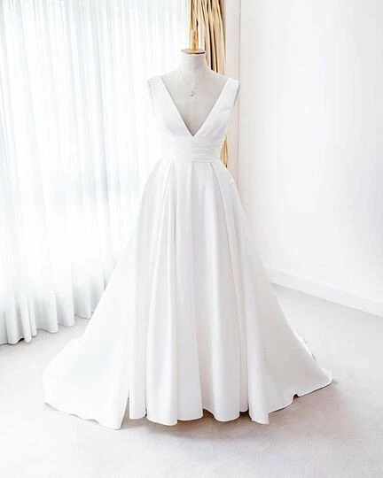 Satin Cummerbund Ball Gown Wedding Dress Style #V3848 David's