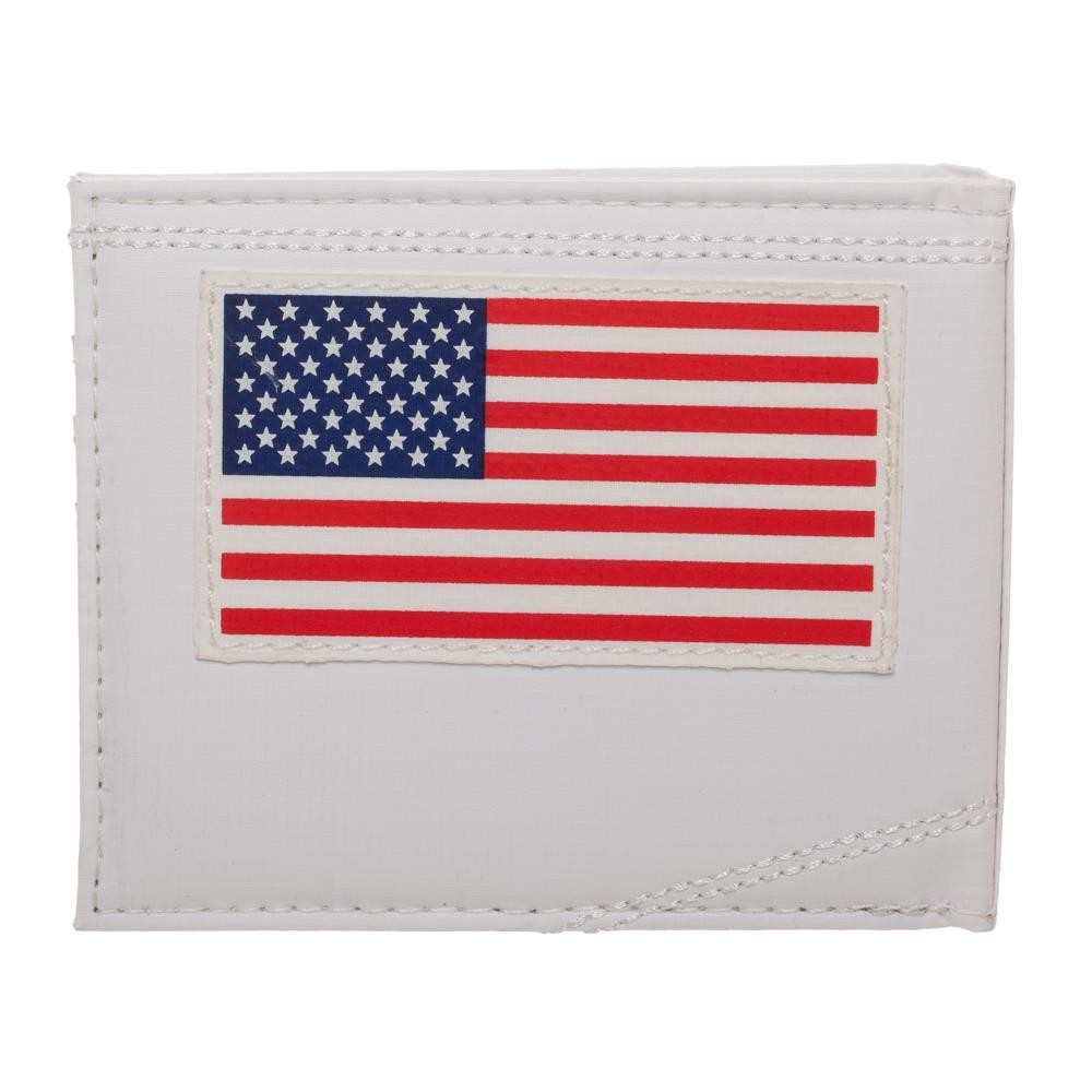 NASA USA Flag Wallet Bifold Men's Astronaut Buzz Aldrin Name White Space