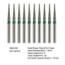 Dental Diamond Burs FG 856/016C Round End Taper Coarse Grit Green High Speed Bur