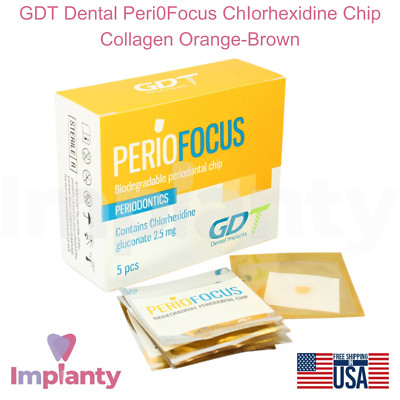 GDT Dental Peri0Focus ChI0rhexidine Chip Collagen Orange-Brown Sterile Dentistry