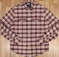 ABERCROMBIE FITCH SLIM FIT 100 COTTON WORK SHIRT BROWN PLAID LARGE, L
