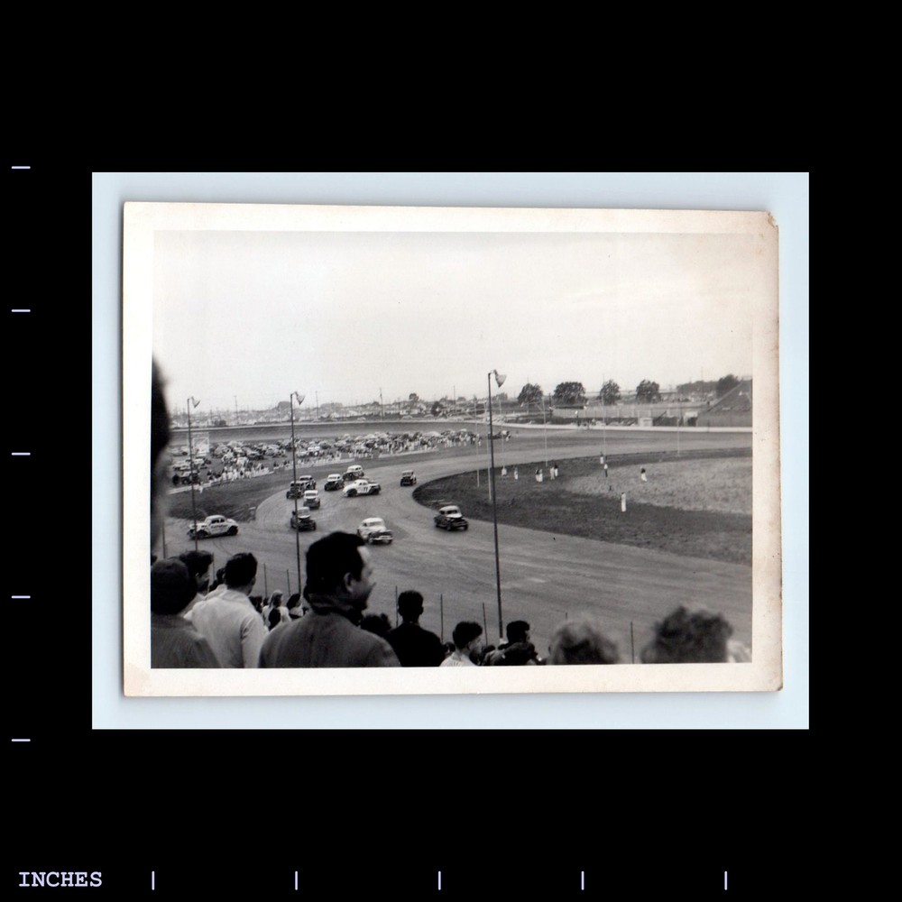 Vintage Photo RACE CARS ON TRACK ACCIDENT SPINOUT