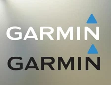 (2) 6" GARMIN vinyl decal logo sticker 2 blue and black white any surface sport