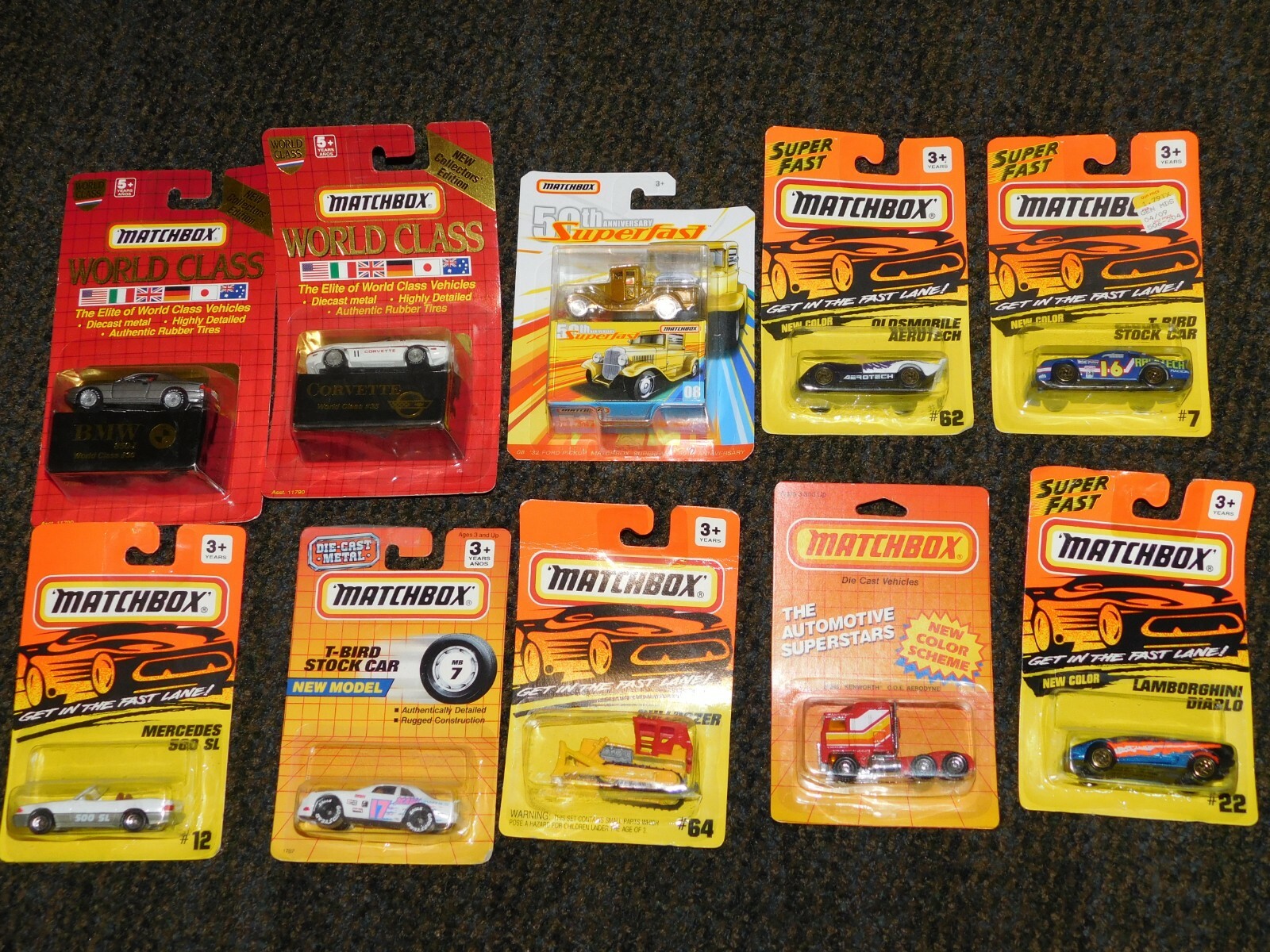 VINTAGE TOY LOT of  10  1993 (8) , 1986 & 2019  MATCHBOX CARS NEW IN PACKAGE