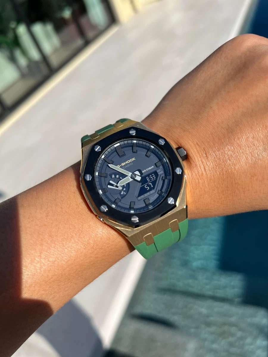 Custom Made Watch GA2110ET 2A Casio blue Version G Shock Yellow Gold Black Case