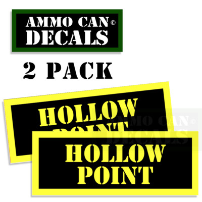 Ammo Can Decals HOLLOW POINT Sticker Labels 2 pack 3'' x 1.15'' YELLOW BLACK YW