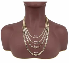 Yellow Mariner Anchor link Chain 3mm to 6mm Necklace Bracelet 14k Gold Plated 