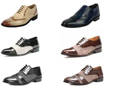 LIBERTYZENO Mens Genuine Leather Wingtip Formal Business Oxford Dress shoes